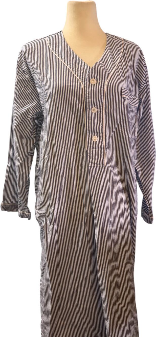 Majestic International Men's Striped Cotton Nightshirt Pajamas, Size Medium